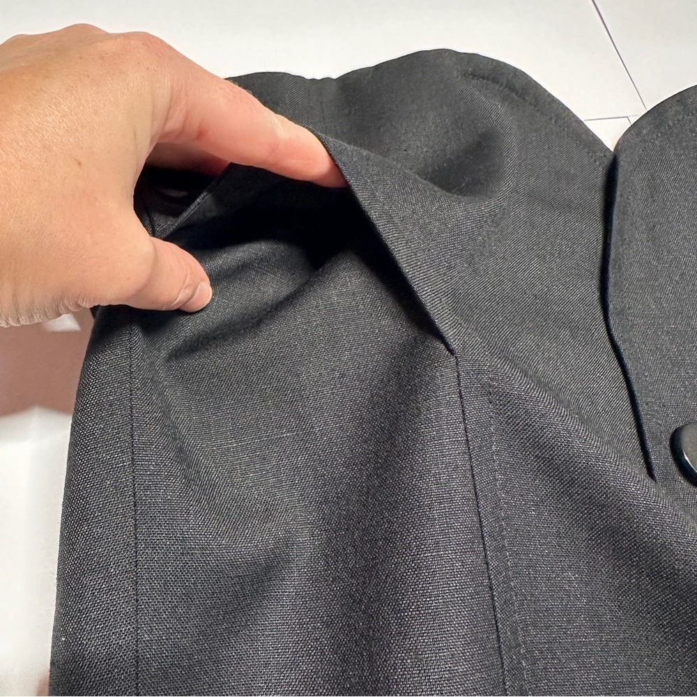 NWT! Linen Blend Vintage Short Sleeve Black Button Blazer Jacket Size 16 Career - Picture 7 of 14
